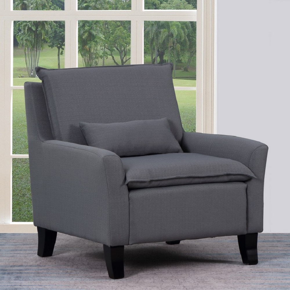 Picture of HomeRoots 366248 Fabric Upholstery & Solid Wood Frame Gray Accent Chair - 32 x 32 x 28 in.