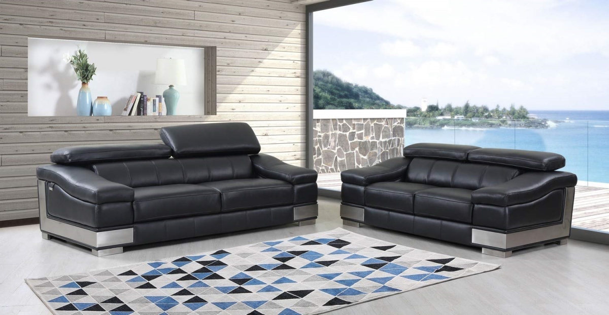 Black Sofa Loveseat - 16.5 x 86 x 62 in.