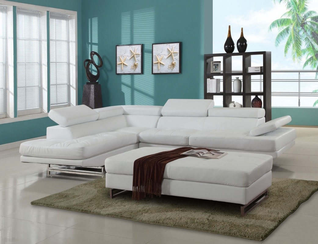 White Left Arm Facing Sectional - 124 x 94 x 36 in.