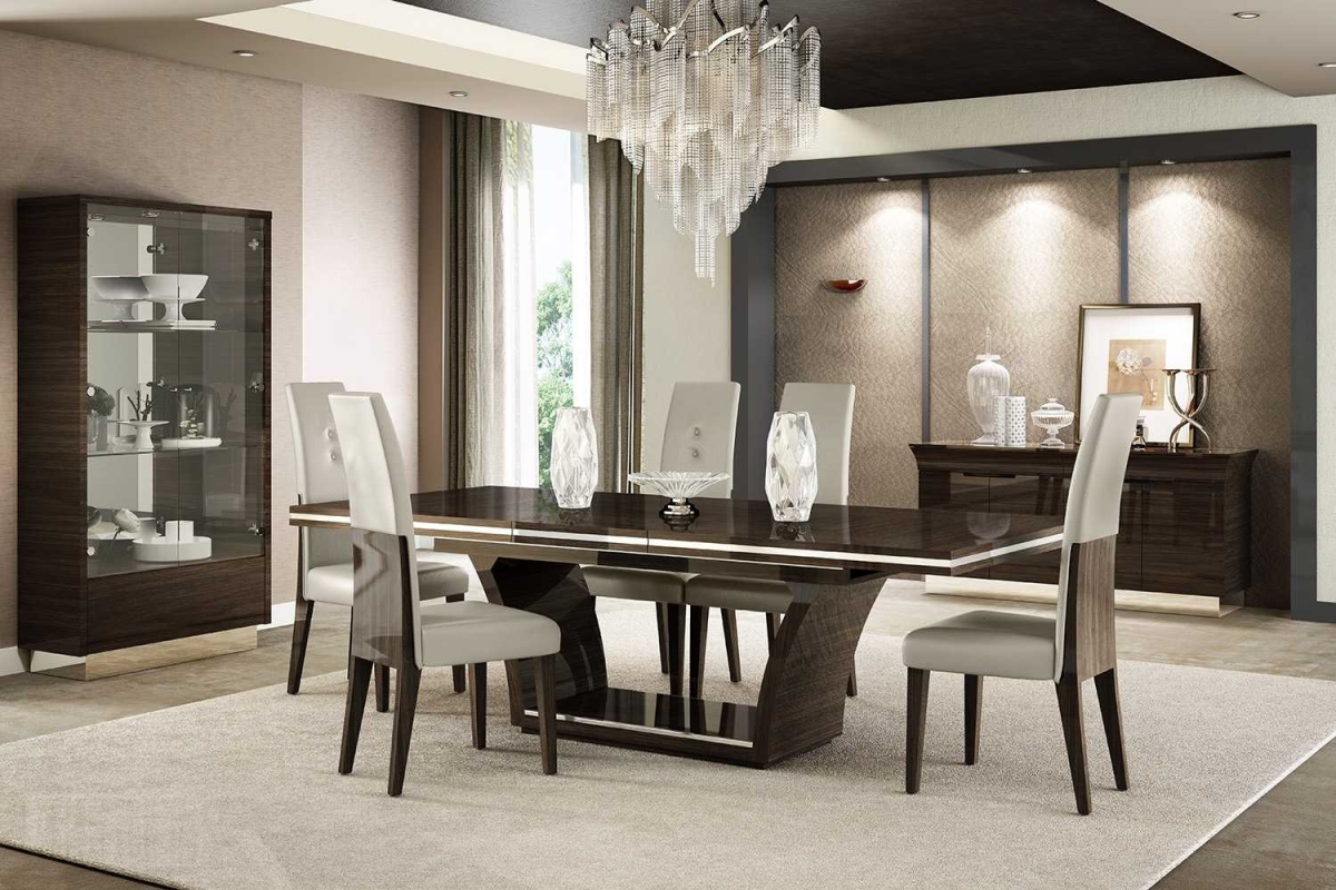 Wenge Dining Table & 6 in. Chair Set - 98.5 x 43.5 x 30 in.