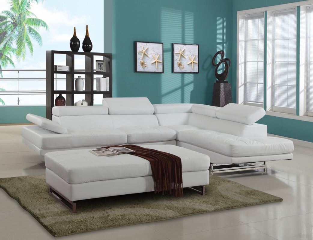 White Right Arm Facing Sectional - 124 x 94 x 36 in.