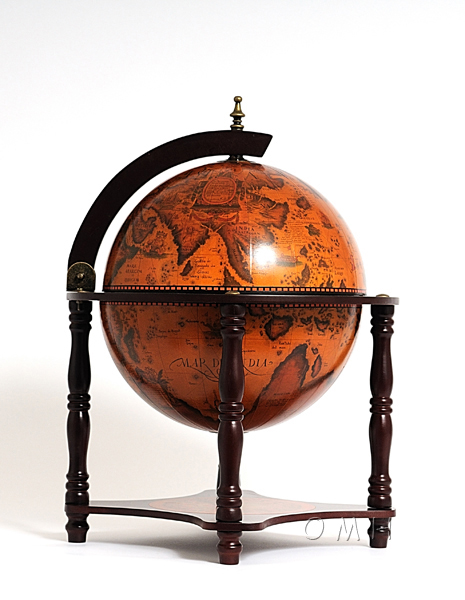 Picture of HomeRoots 364354 Red Globe Bar with 4 Legged Stand - 17 x 17 x 22 in.