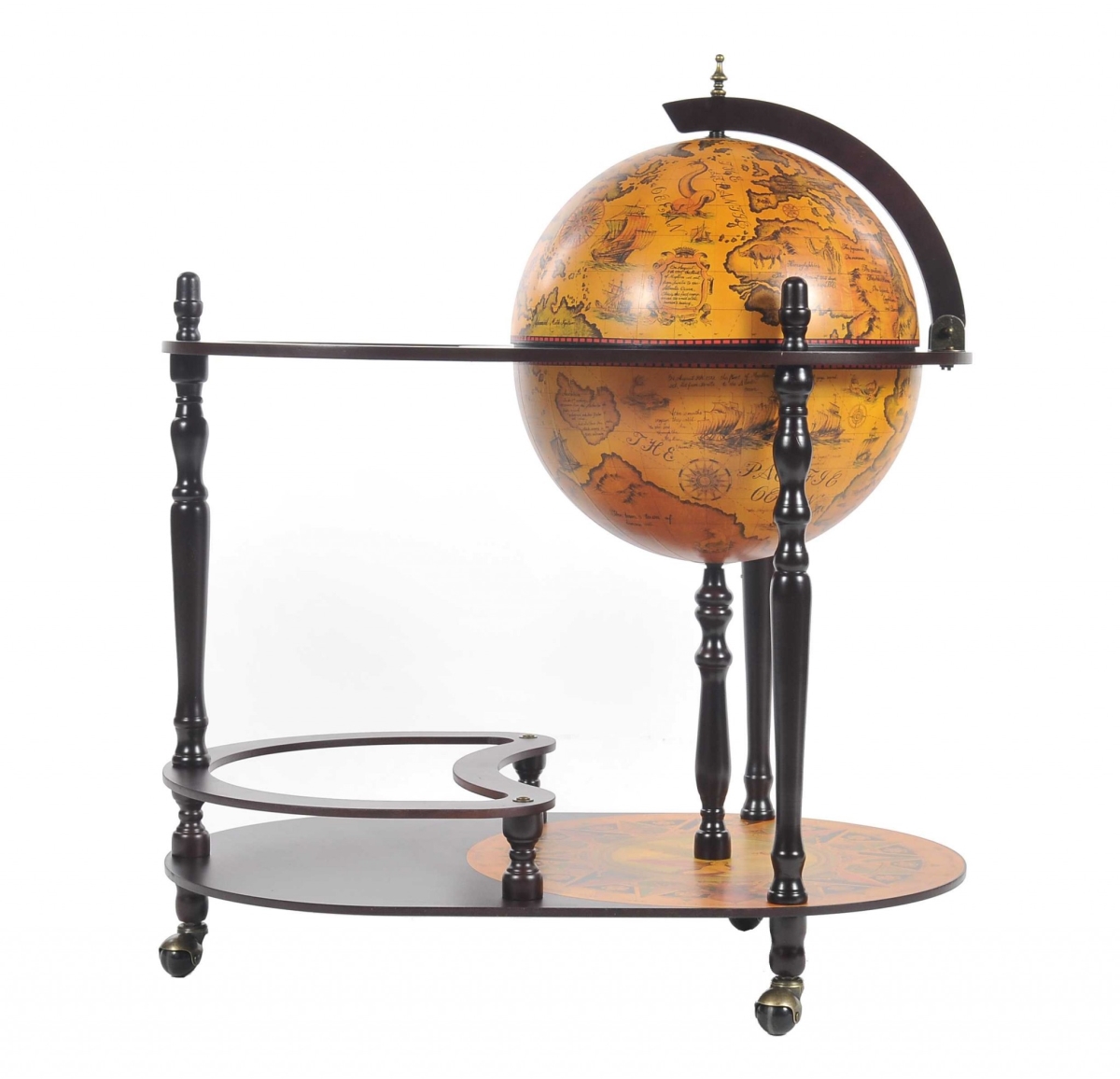 Picture of HomeRoots 364353 Red Globe Drink Trolley - 20 x 32 x 36 in.