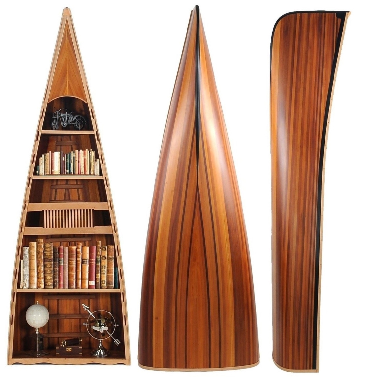 Wooden Canoe Book Shelf - 31 x 90 x 20.5 in.