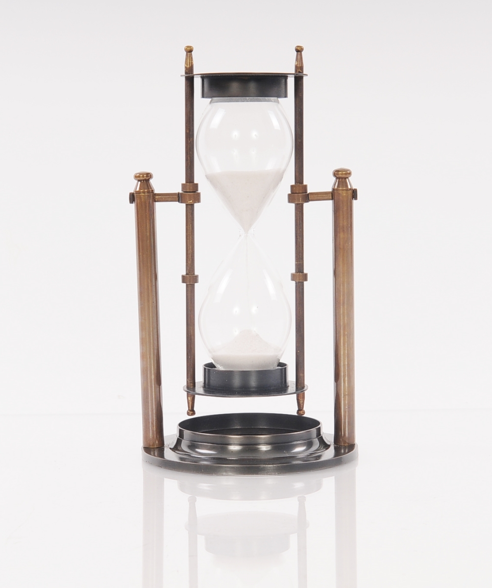 Multi Color Brass Revolving Sandtimer - 4.5 x 4.5 x 8.5 in.