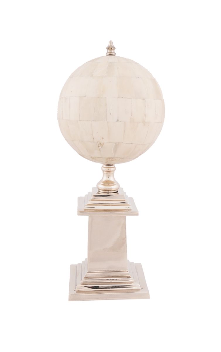 Picture of HomeRoots 364213 Multi Color Bone Globe with Aluminum Base - 6.5 x 6.5 x 14.5 in.