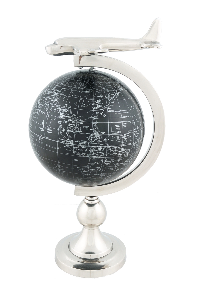 Picture of HomeRoots 364209 Multi Color Airplane on Globe with Brass Stand - 10 x 8.5 x 18 in.