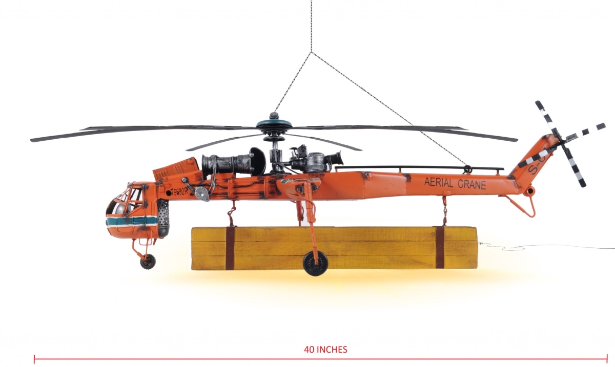 Multi Color Aerial Crane Lifting Helicopter - 30 x 40 x 12 in.