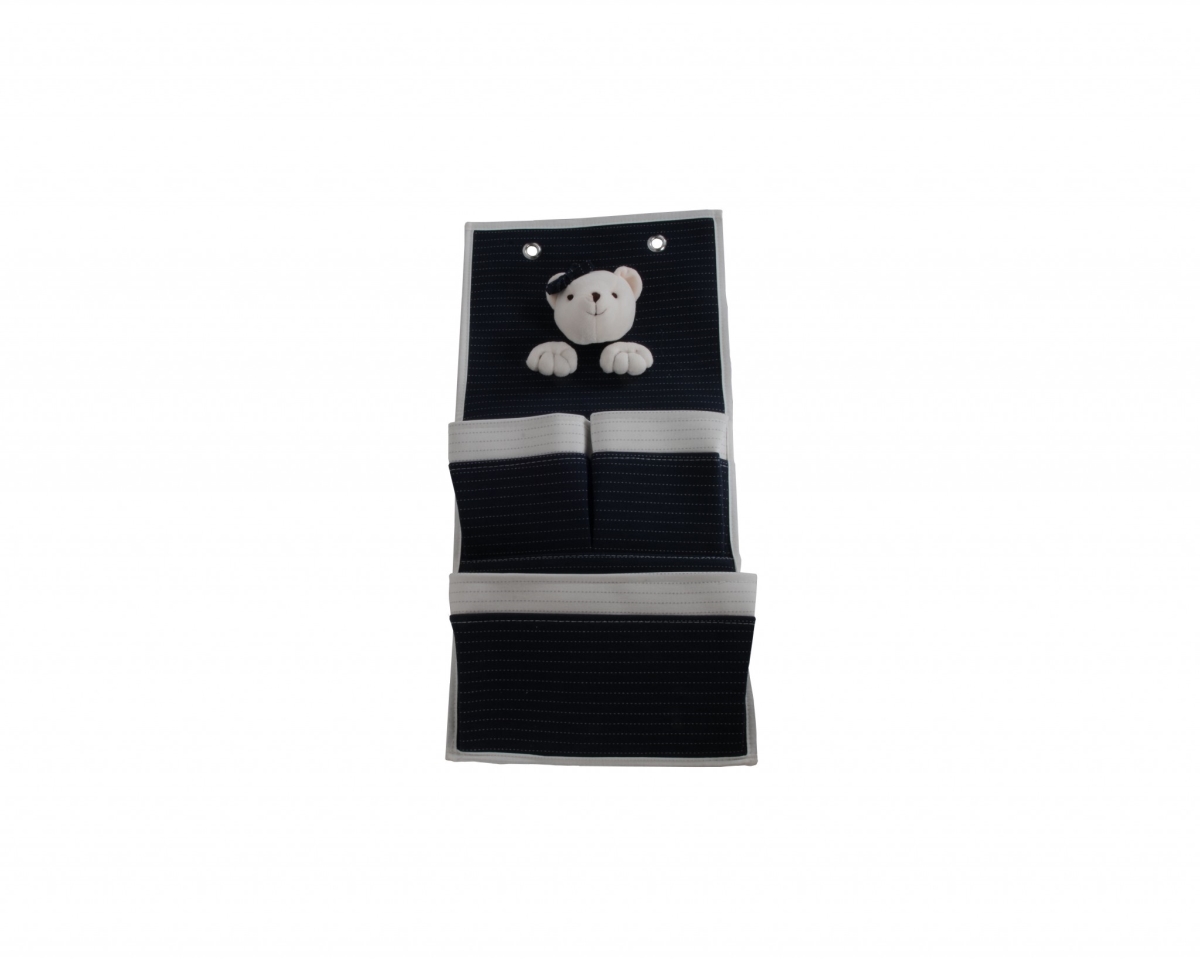 White & Blue Bear 3-Pocket Wall Hanger - 2 x 12.6 x 25.2 in.