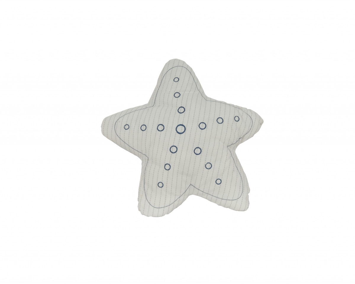 White & Blue Star Pillow, 12 x 12 x 4.5 in.