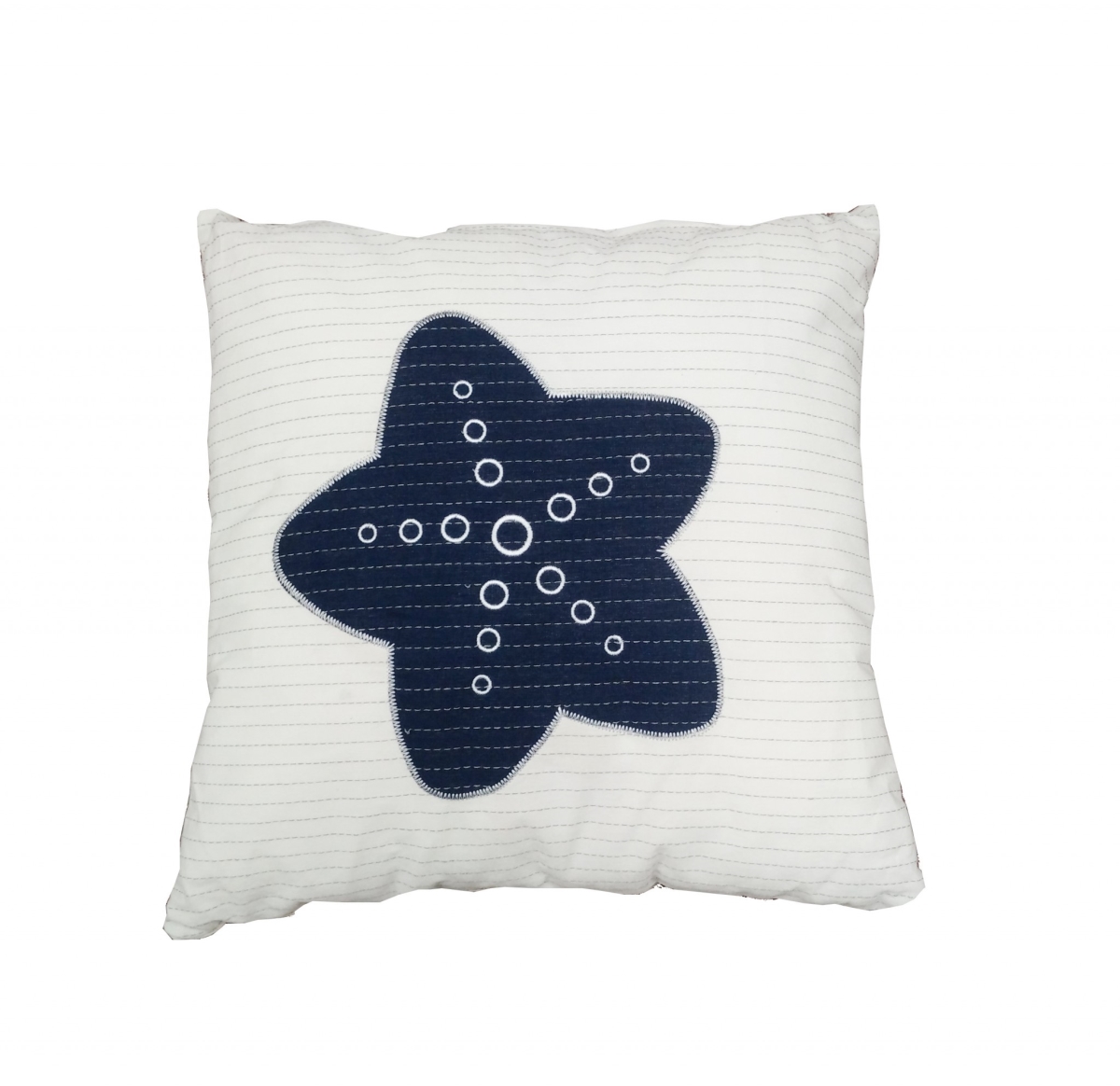 White & Blue Pillow with Star - 16.5 x 16.5 x 5 in.