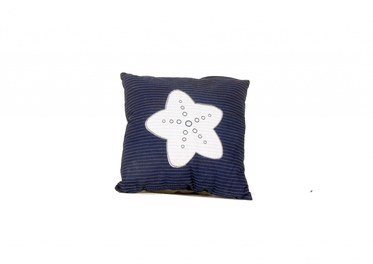 Blue & White Pillow with Star - 16.5 x 16.5 x 5 in.