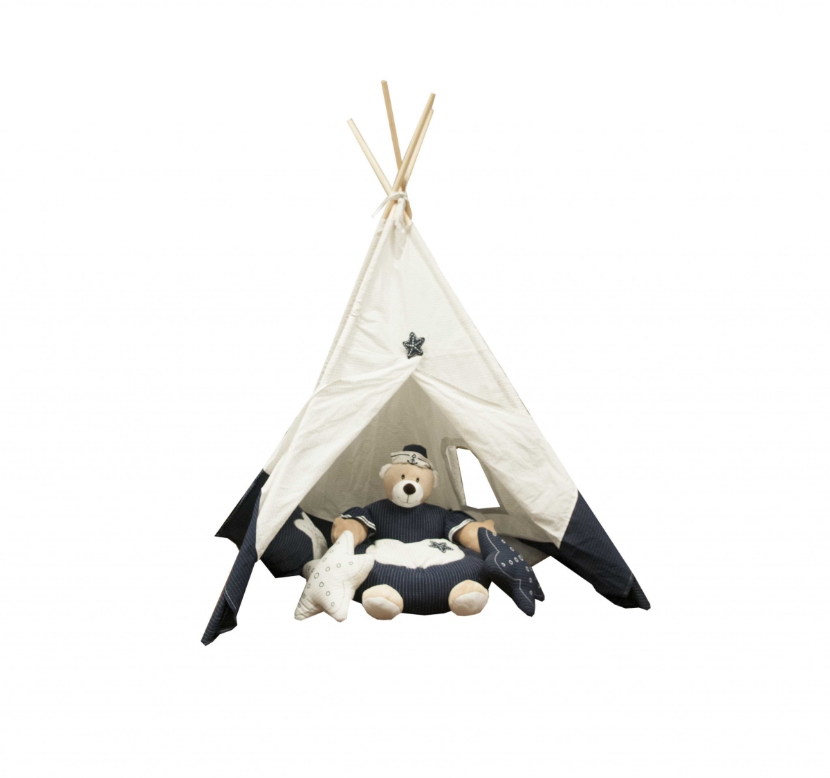 White & Blue Fabric Tent - 51.2 x 55.11 x 72.85 in.