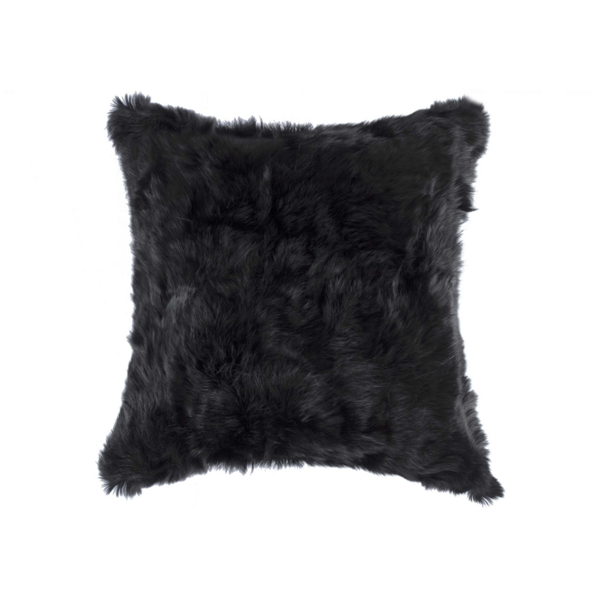 100 Percent Natural Rabbit Fur Black Pillow - 5 x 18 x 18 in.