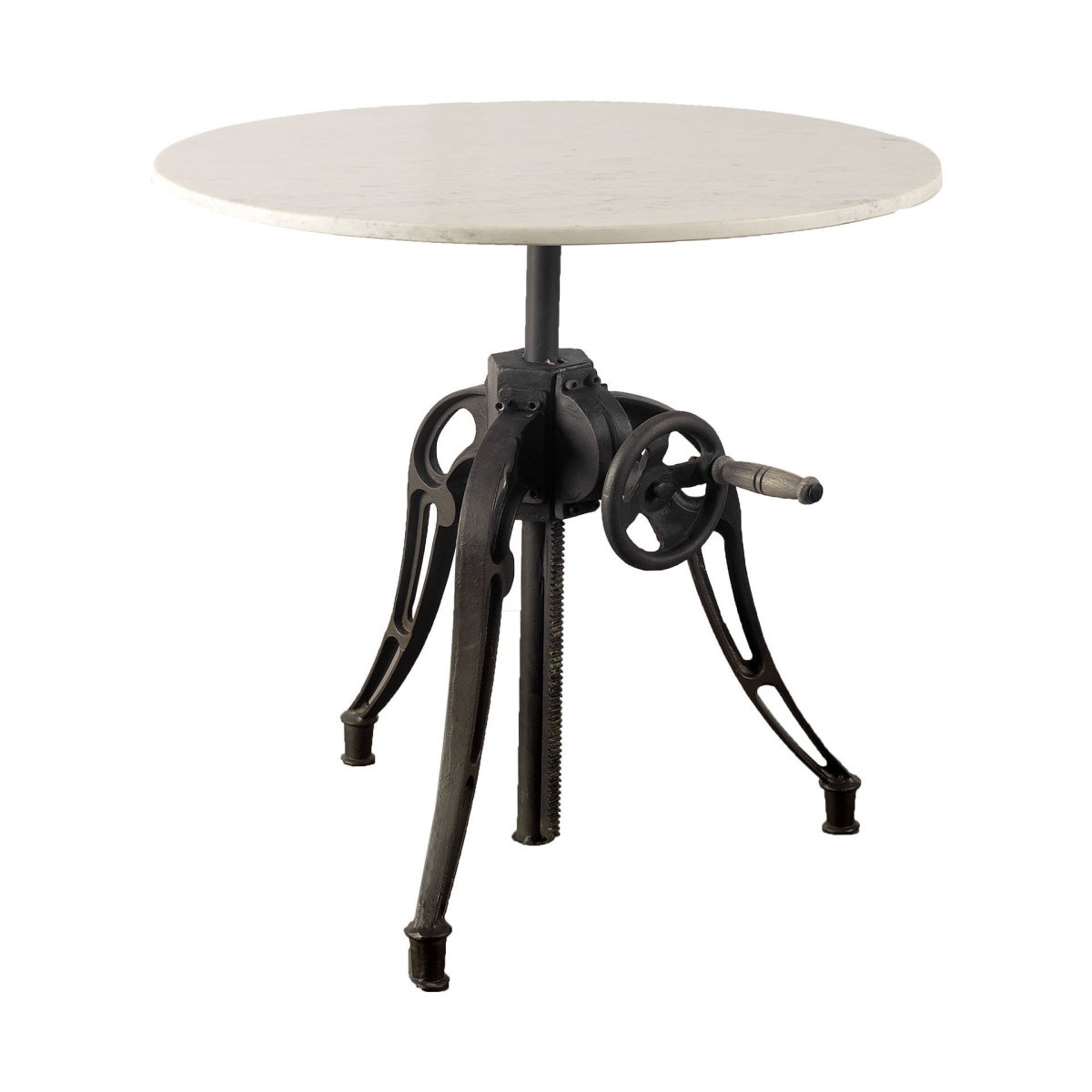 30 in. Round White Marble Top with Black Metal Base Dining Table