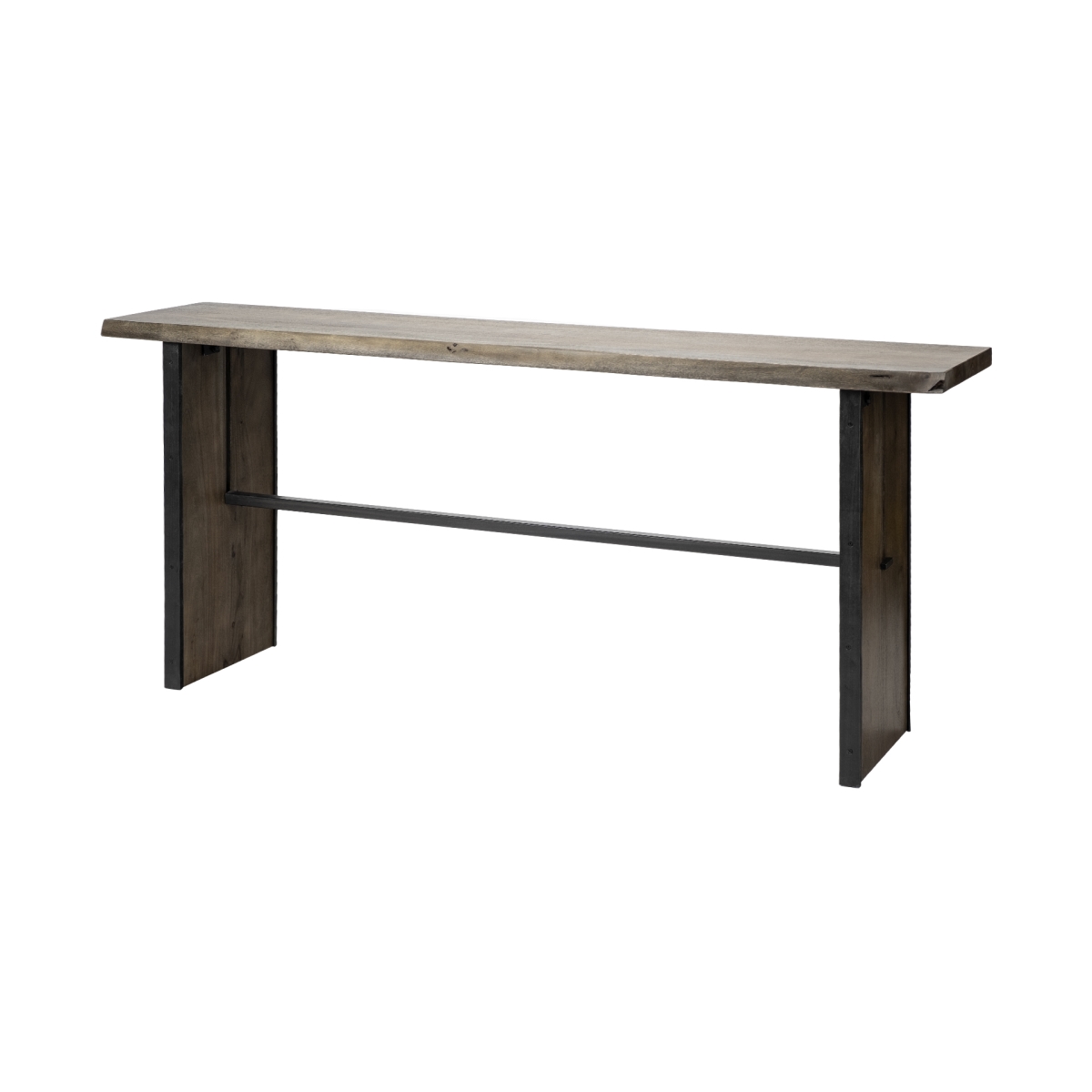 380222 Live Edge Mango Wood Console Table with Plank Like Legs, Brown - Medium - Rectangular