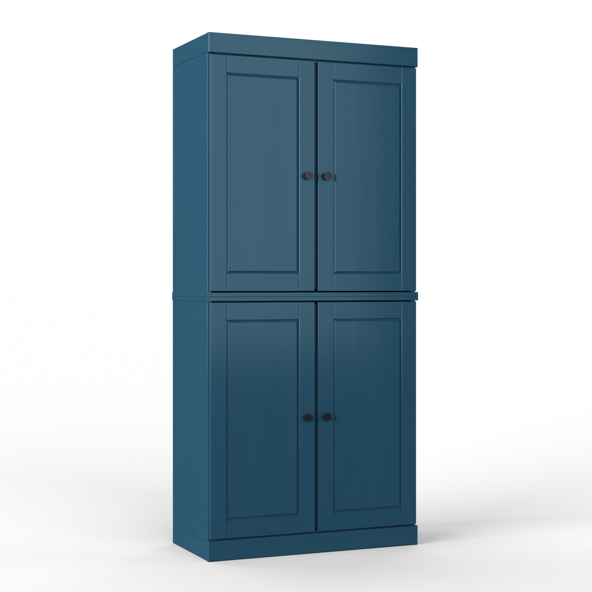 722618 72 in. Teal & Blue Solid Wood Four Door Two Drawer Pantry or Storage Closet