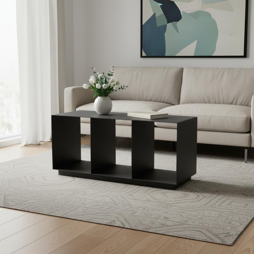 668140 36 in. Charcoal Aluminum Outdoor Coffee Table