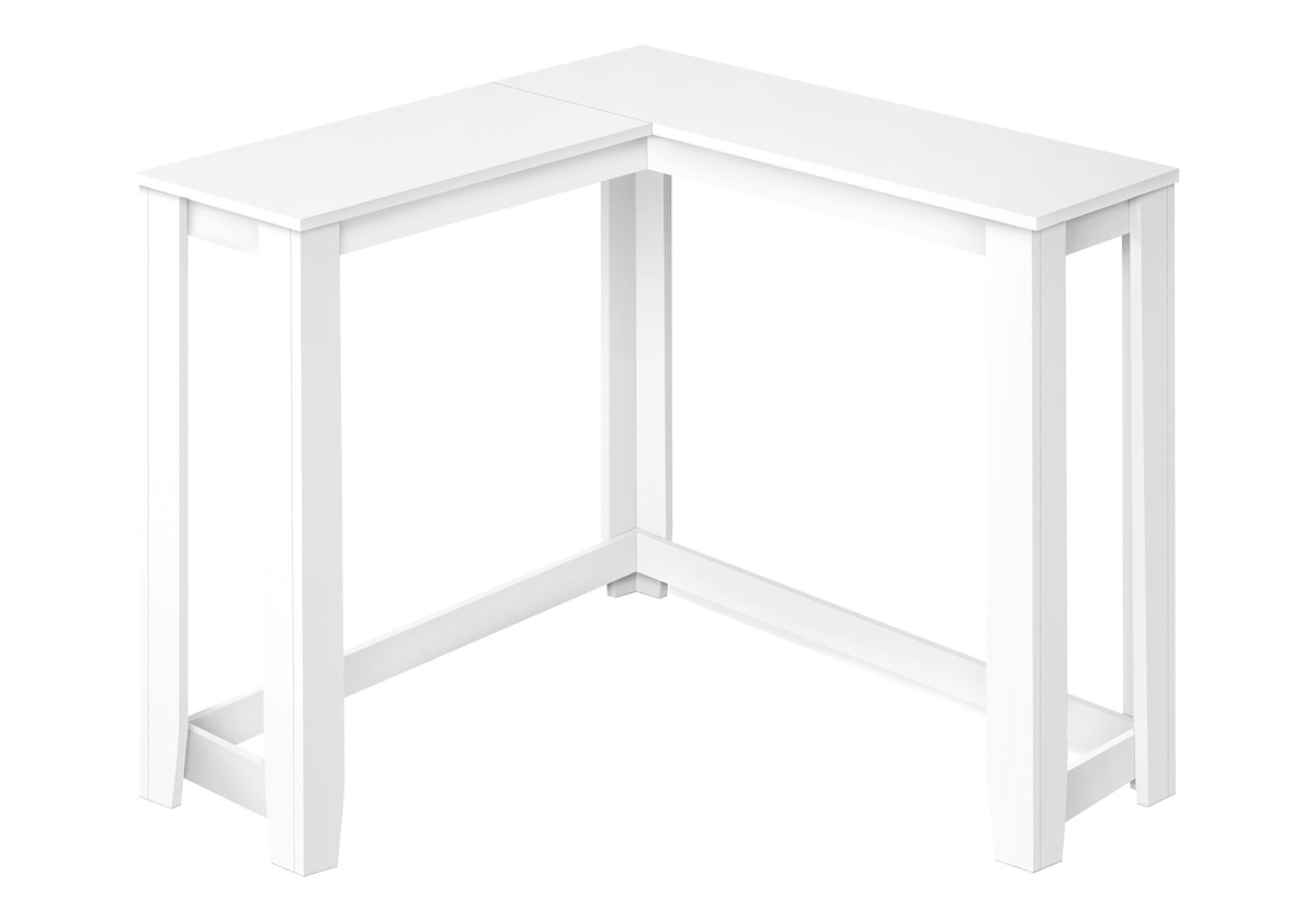 489758 36 in. White Wood Corner Frame Console Table