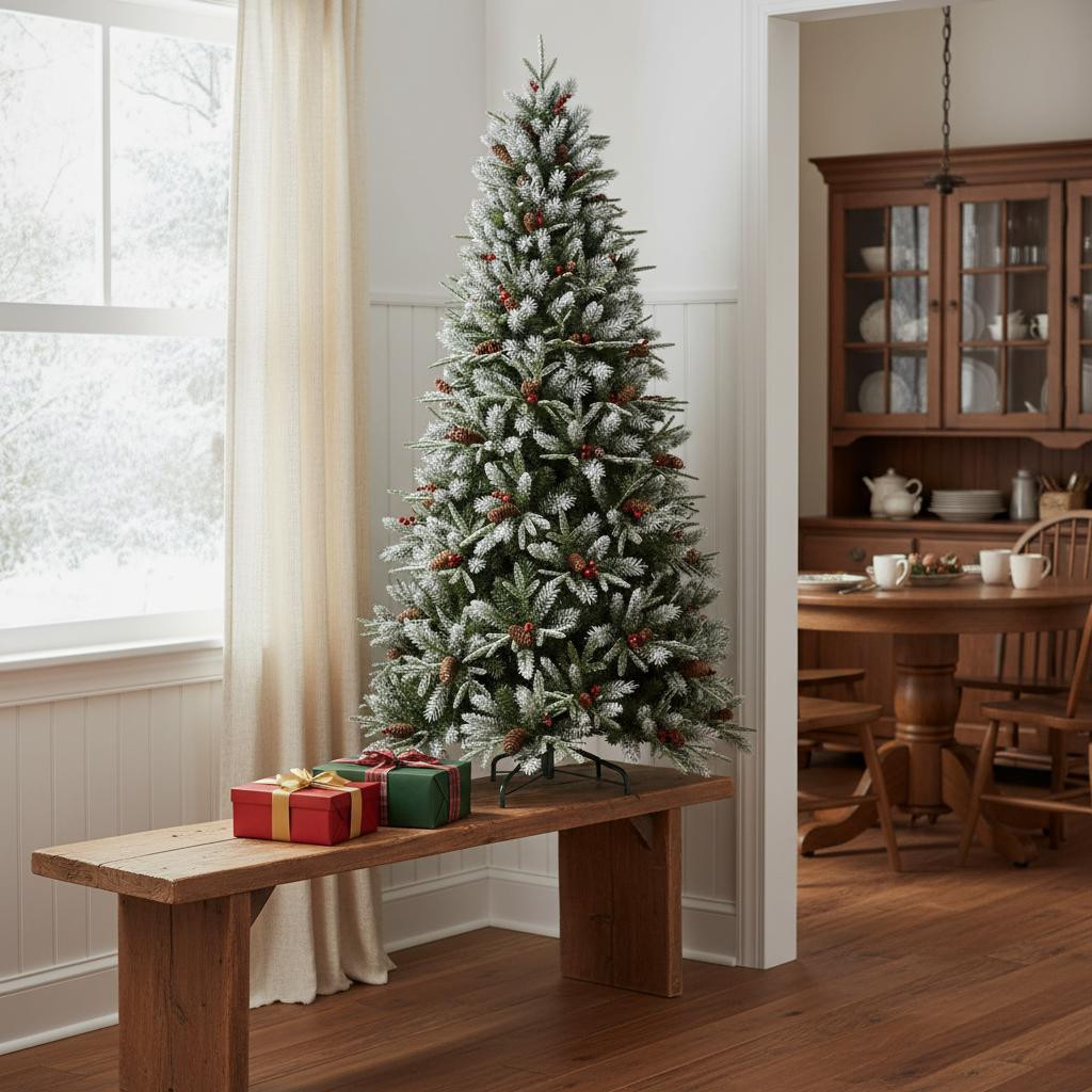 713048 4 ft. White Full Pine Christmas Tree