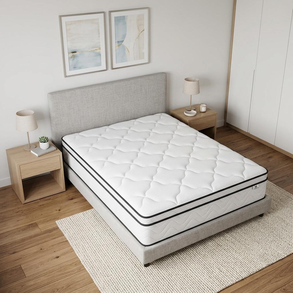 751387 10 in. King Size Gel Memory Foam Medium Chevron Hybrid Mattress