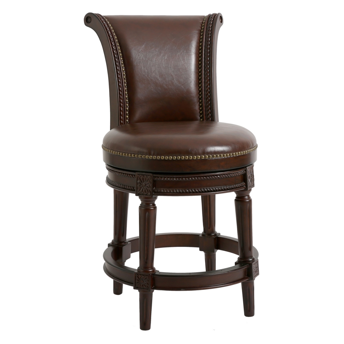 39 in. Walnut Hardwood Frame Upholstered Bar Stool