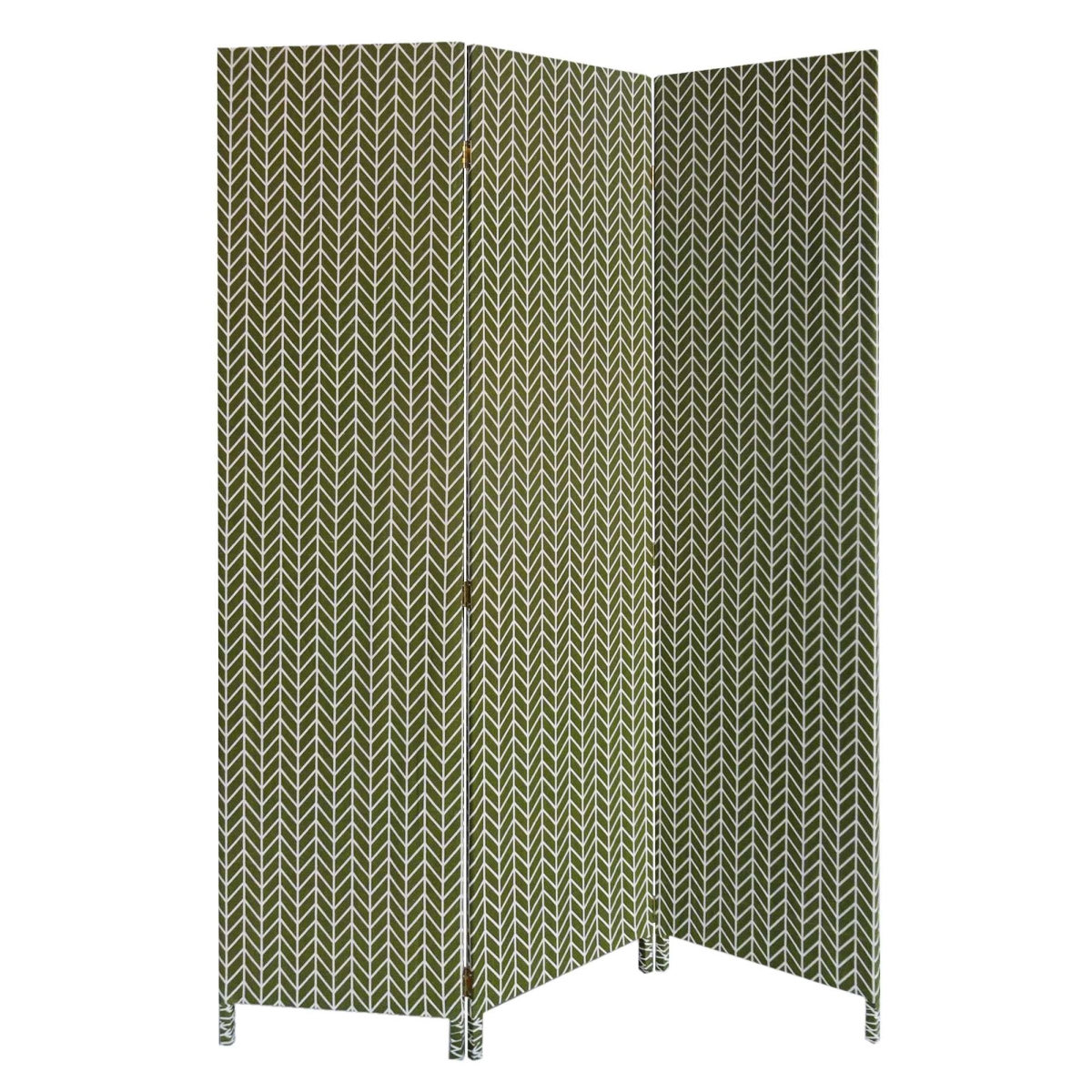 3 Panel Soft Fabric Room Divider, Green - 71 x 47 x 1 in.