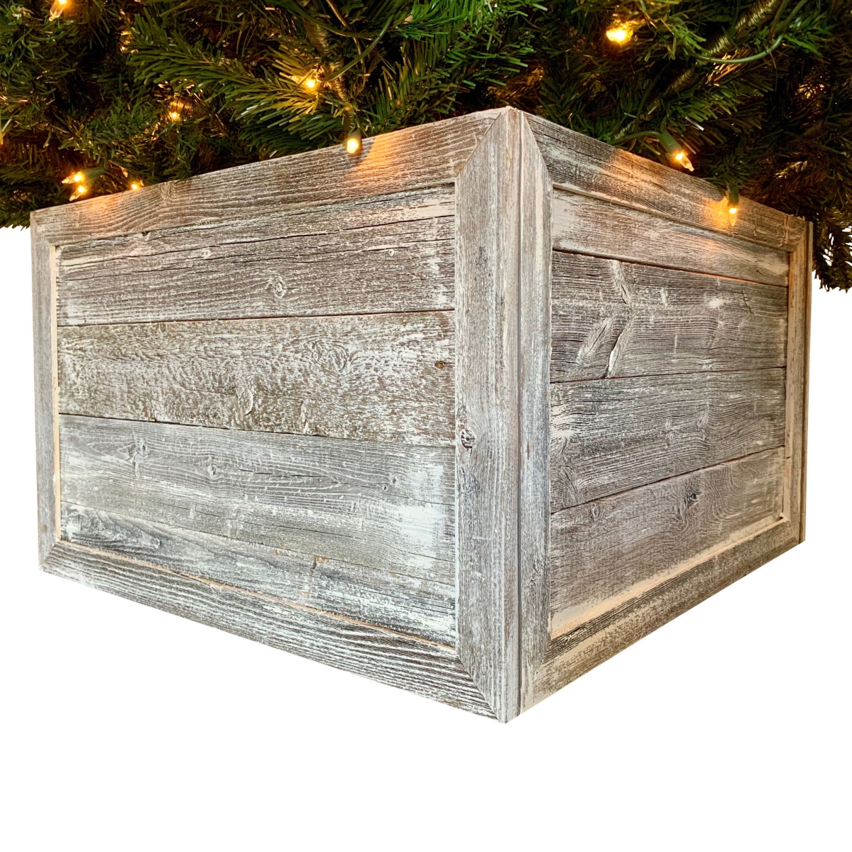 23 in. Square White Wash Christmas Tree Collar