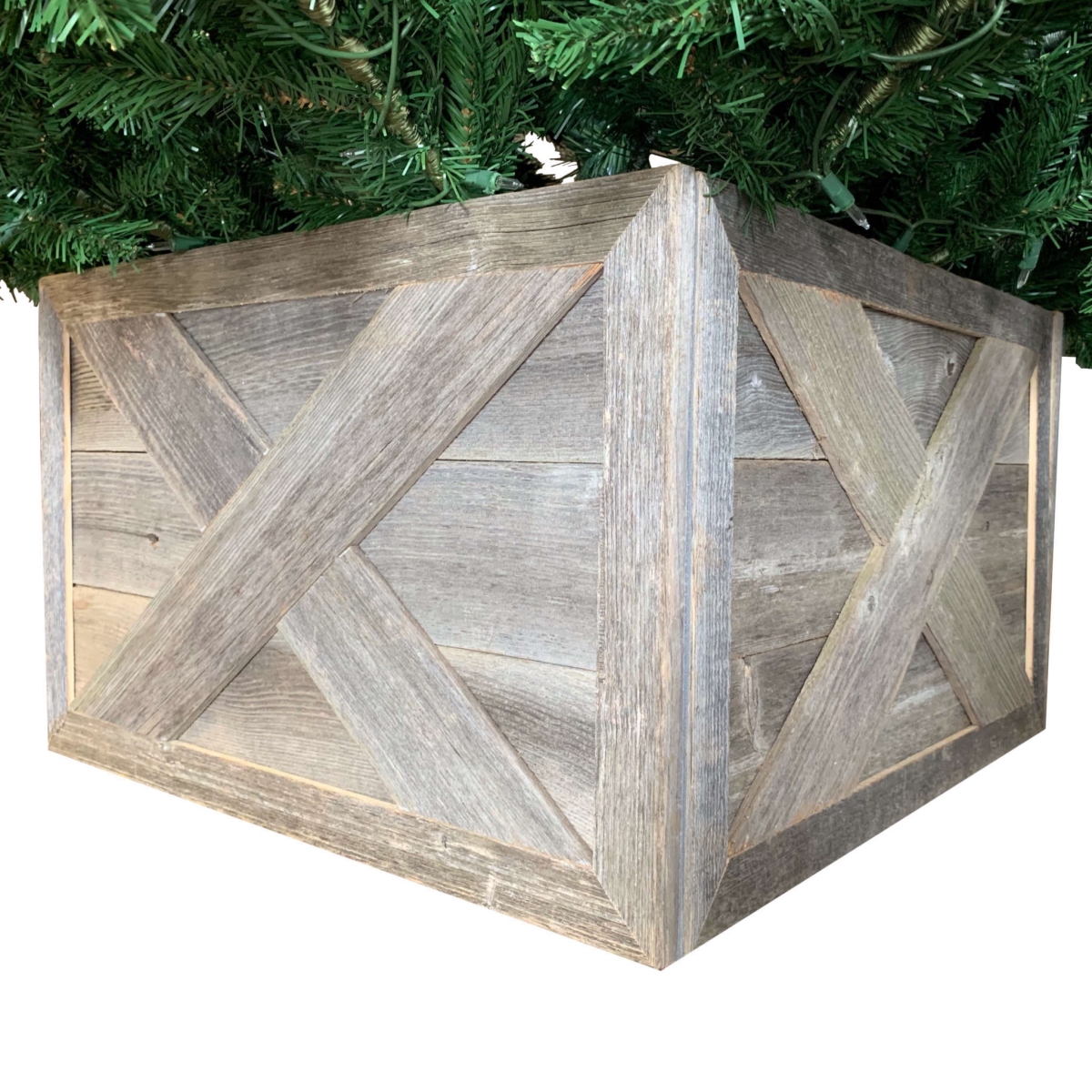 23 in. Square Natural Weathered Gray Christmas Tree Collar