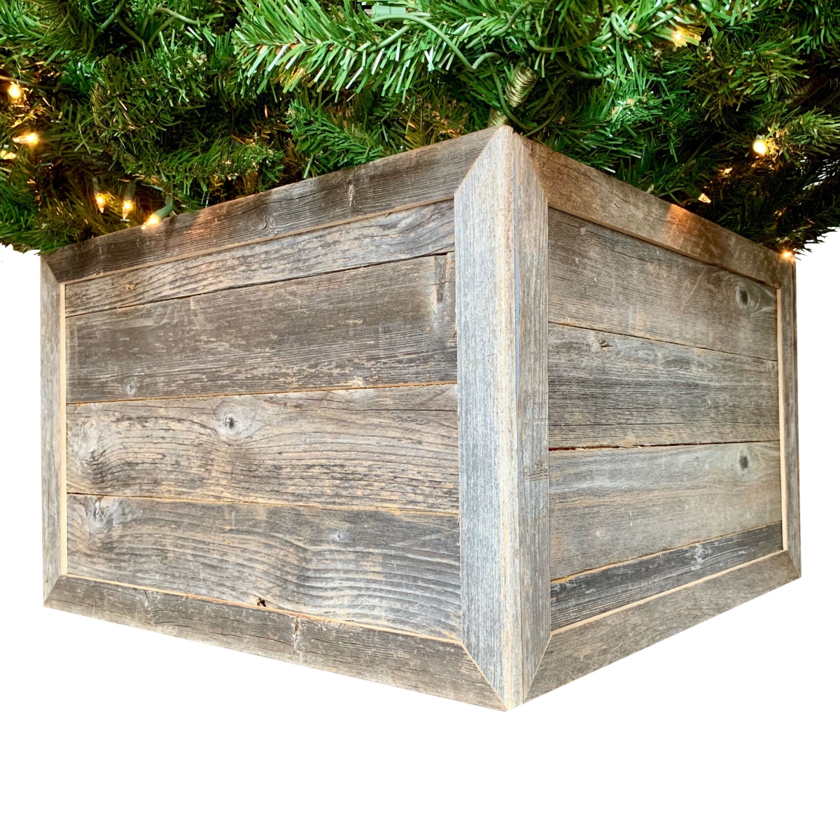 28 in. Square Natural Weathered Gray Christmas Tree Collar