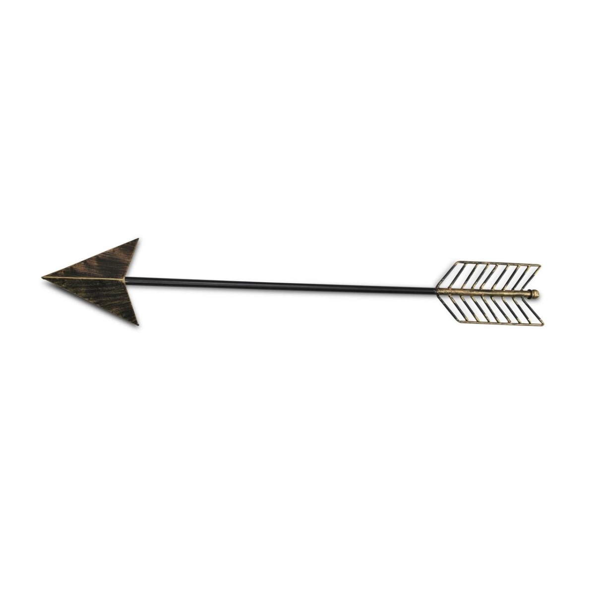 Burnished Dark Brown & Gold Tone Metal Arrow Wall Decor