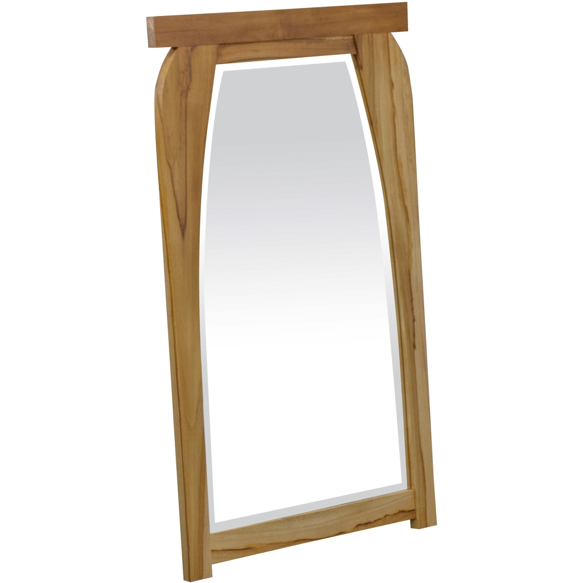 376776 Modern Shape Teak Wall Mirror in Natural Finish