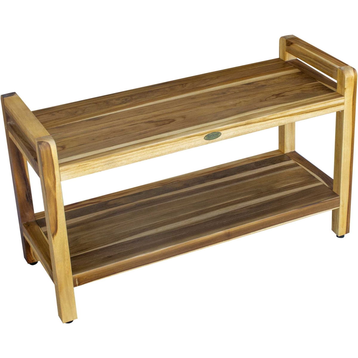 Picture of HomeRoots 376738 Rectangular Teak Shower Bench with Handles in Natural Finish