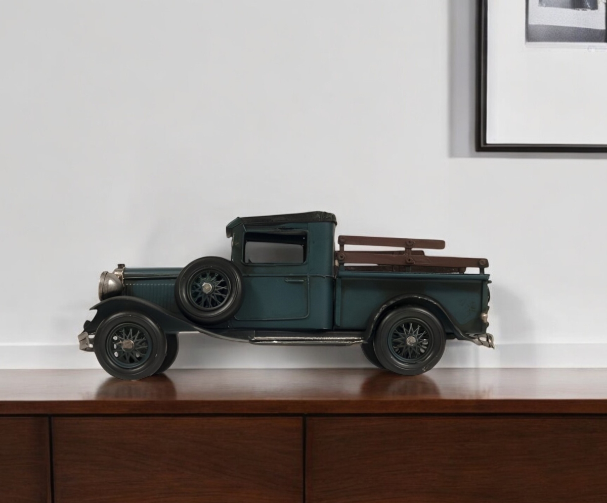 401181 5 in. Metal C1928 Ford A Pickup Hand Painted Model Truck Sculpture
