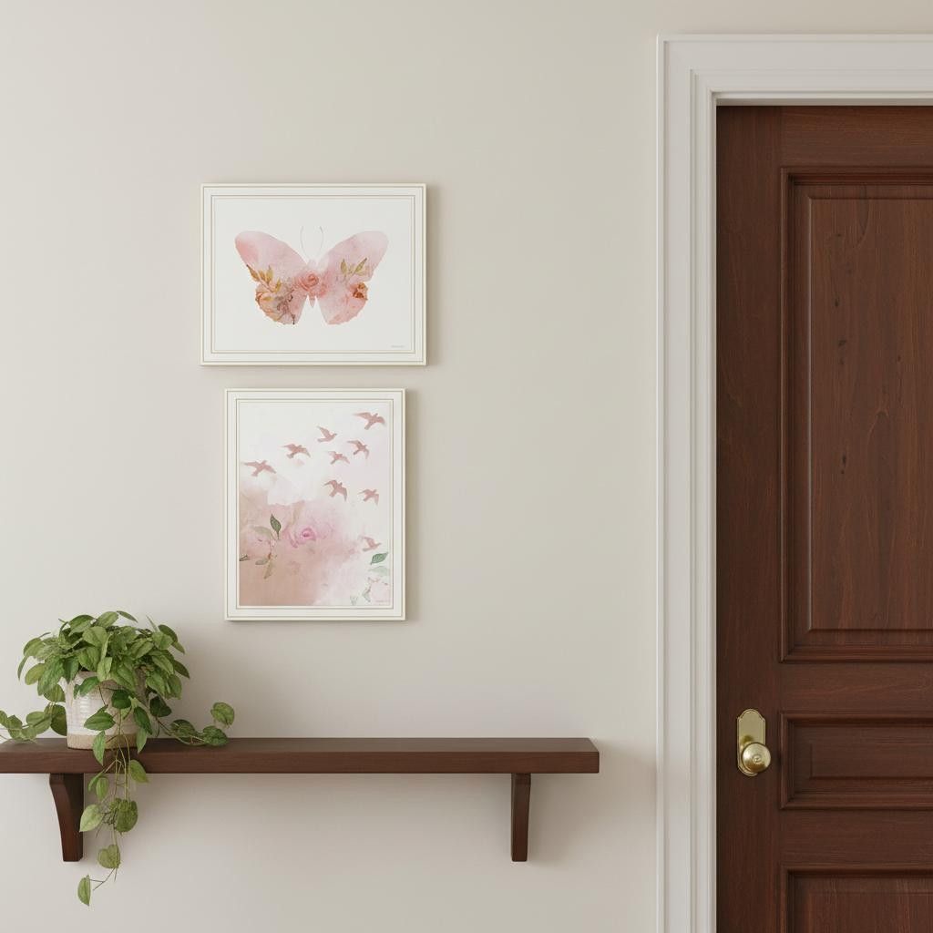 571906 Meadow Floral Botanical White Framed Wall Art - Set of 2