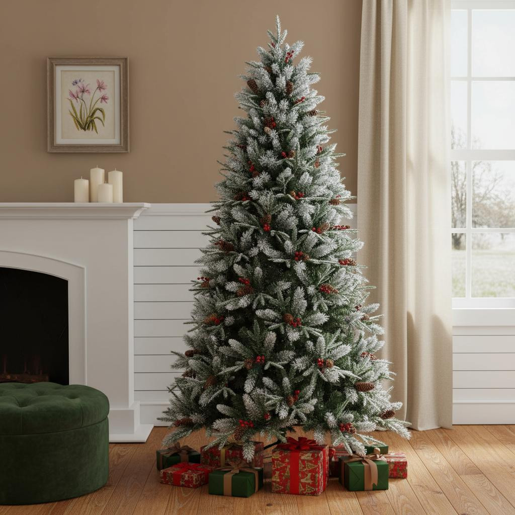 713053 8 ft. White Full Pine Christmas Tree