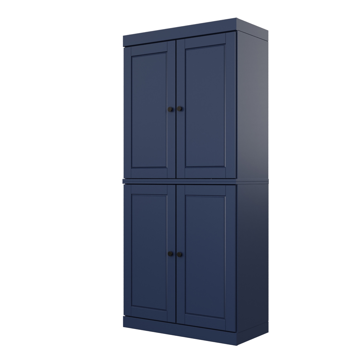 722624 72 in. Navy Blue Solid Wood Four Door Two Drawer Pantry or Storage Closet