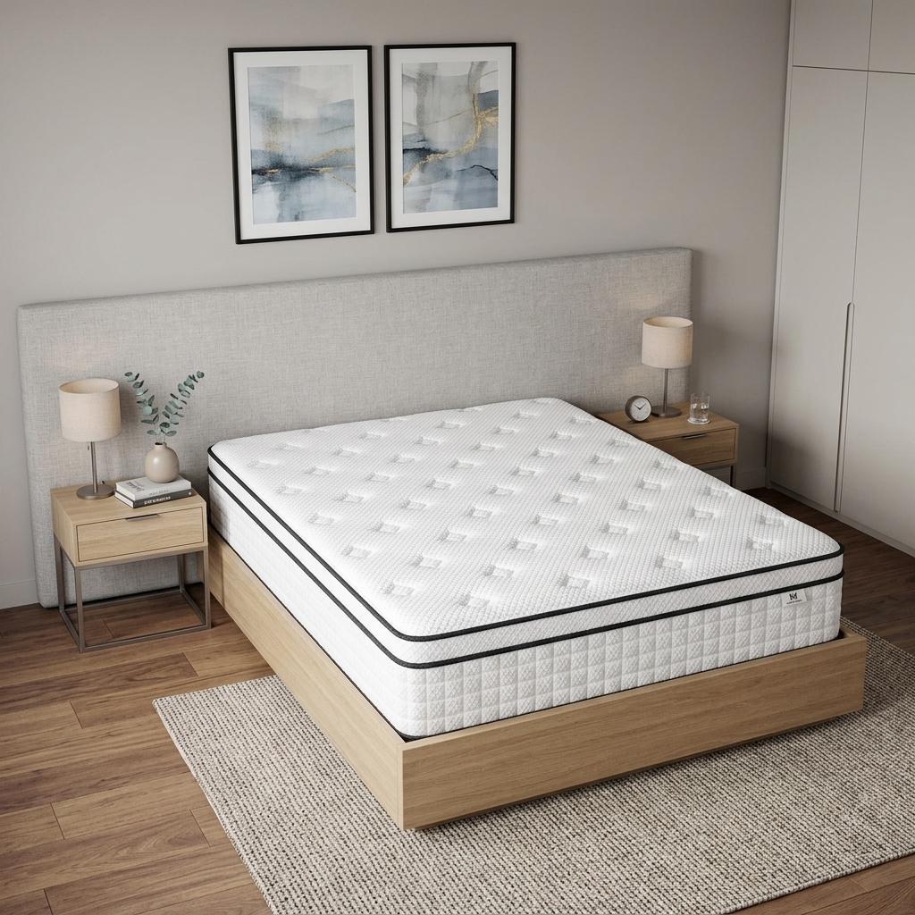 751378 10 in. Queen Size Gel Memory Foam Medium Check Hybrid Mattress