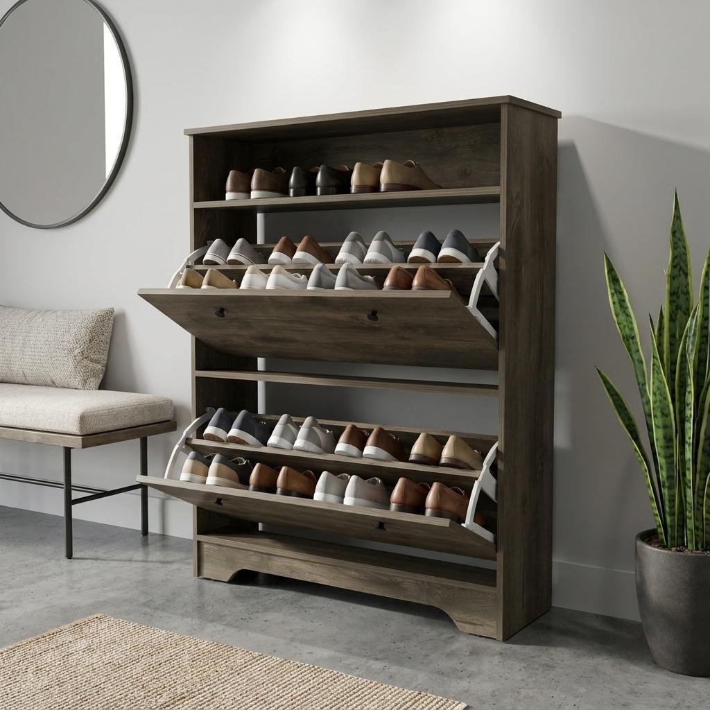 478331 Dark Brown Twelve Pair Shoe Rack
