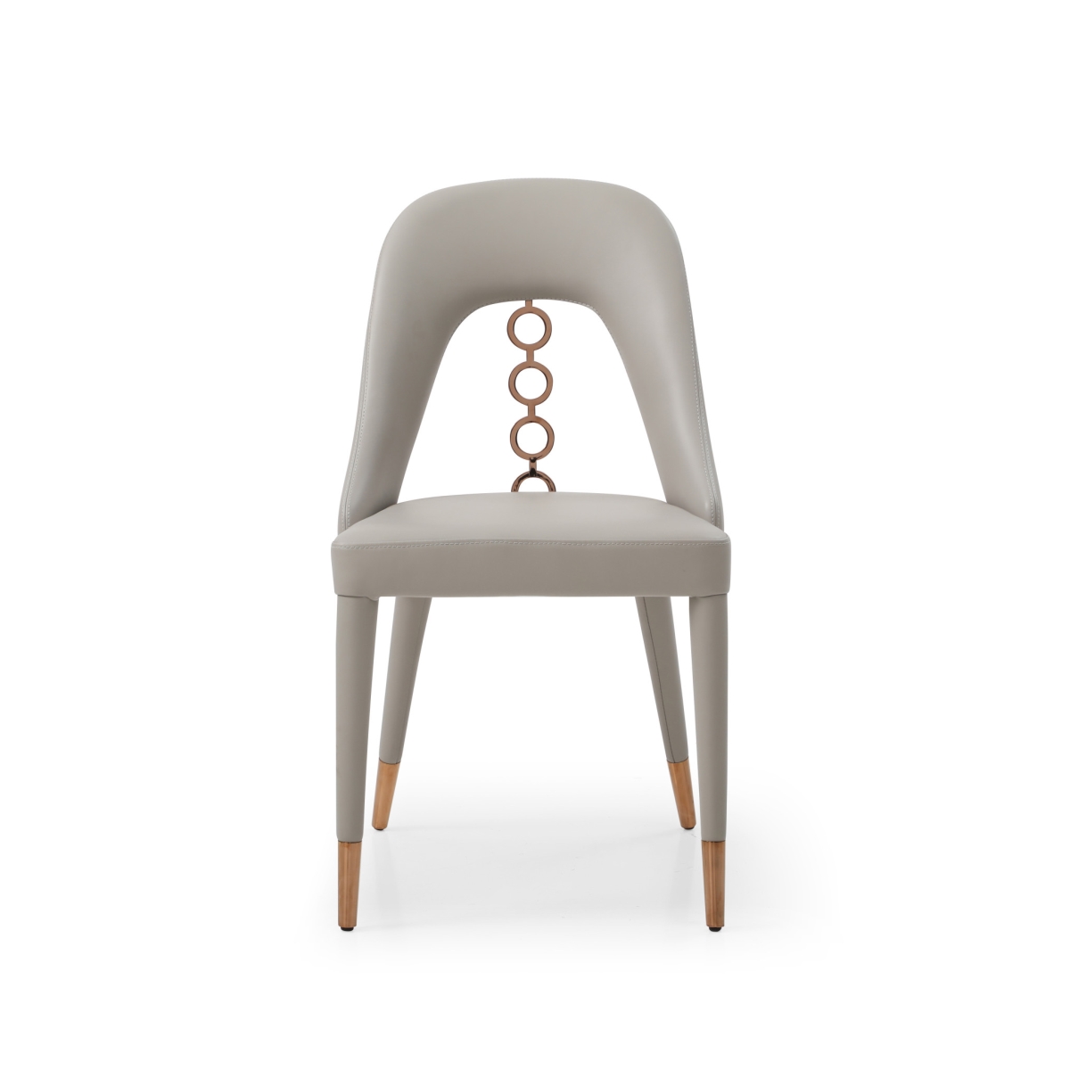 488512 Light Gray Faux Leather Dining Side Chairs with Rose Gold Accents - Set of 2
