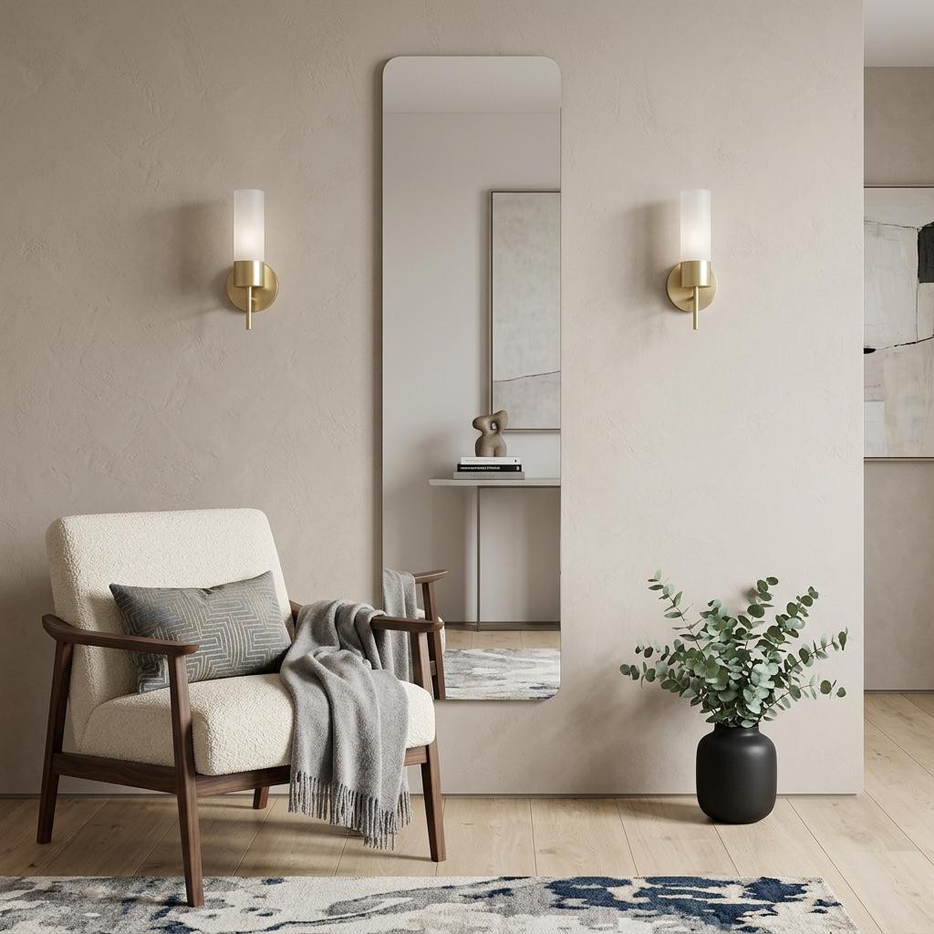 721655 59 in. Silver Frameless Full Length Hanging Mirror