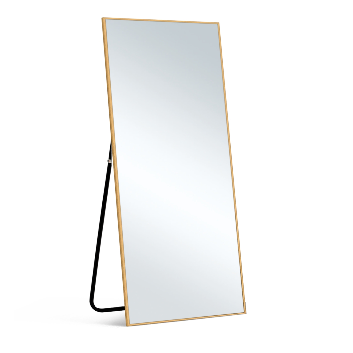 723665 64 in. Gold Aluminum Freestanding & Wall Mounted Framed Full Length Mirror