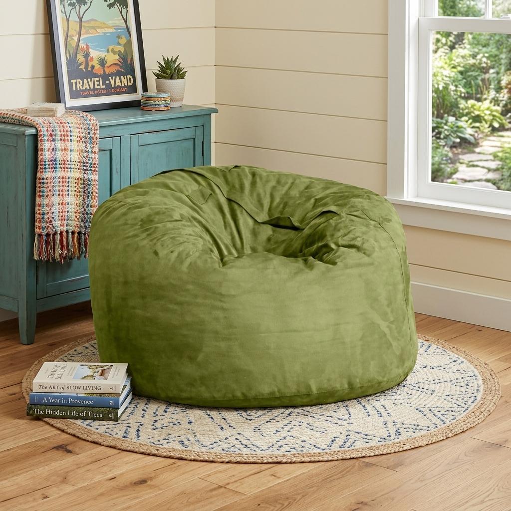 478997 47 in. Green Microsuede Classic Bean Bag