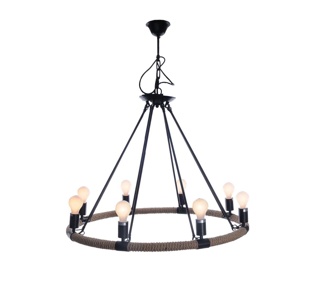 32 x 37 x 32 in. 8 Bulbs Rope Pendant Lamp