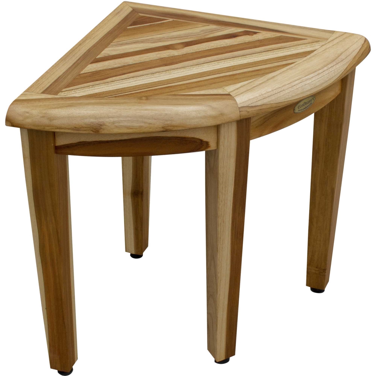 376731 16 in. Compact Teak Corner Shower Stool with Shelf, Natural Brown - Natural - 19 x 16 x 16 in.