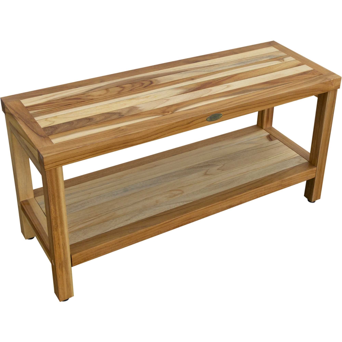376700 Large Rectangular Teak Bench with Shelf in Natural