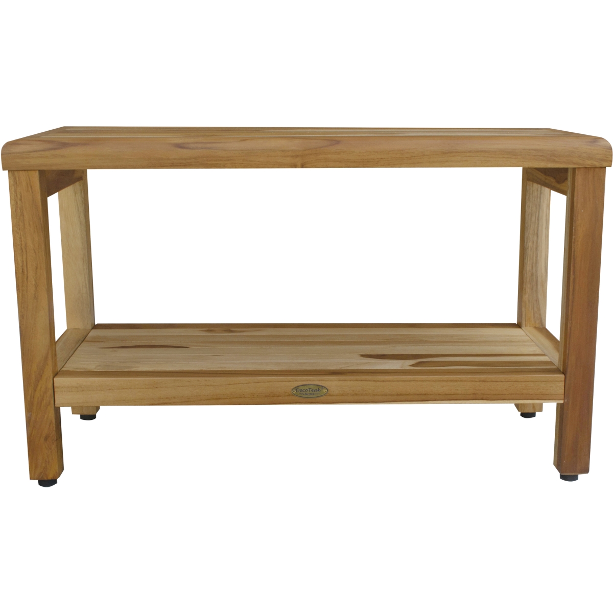 Picture of HomeRoots 376698 Rectangular Teak Shower Bench with Shelf in Natural