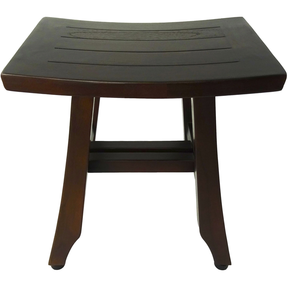 Picture of HomeRoots Furniture 376694 Compact Curvilinear Teak Shower & Outdoor Bench&#44; Dark Brown - 15 x 10 x 14 in.