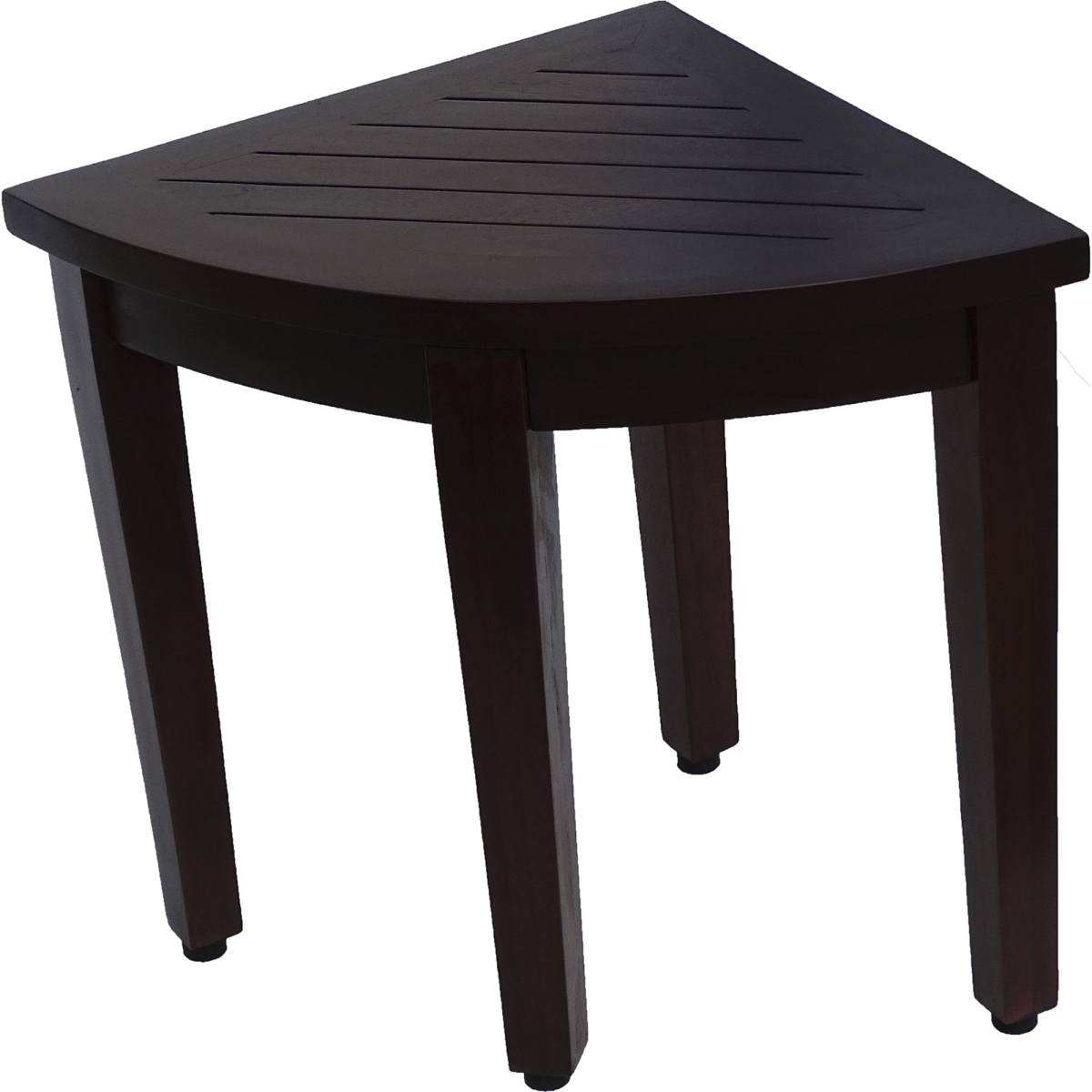 Picture of HomeRoots Furniture 376684 Compact Teak Corner Shower or Outdoor Bench with Shelf&#44; Dark Brown - 18 x 16 x 16 in.