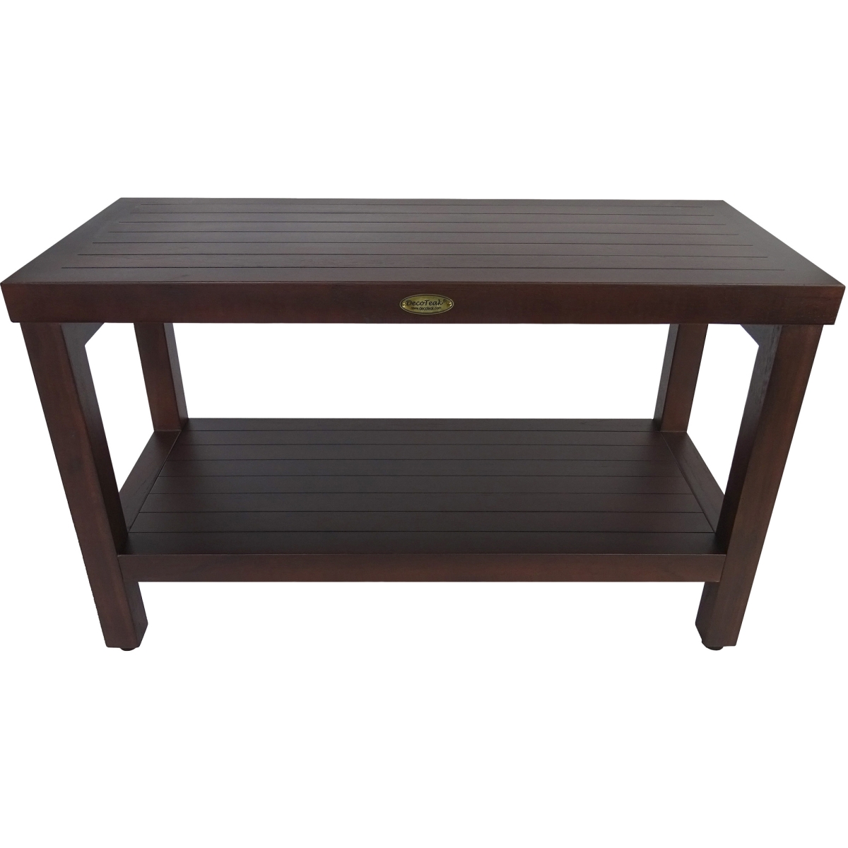 Picture of HomeRoots 376668 Rectangular Teak Shower Stool or Bench with Shelf in Brown